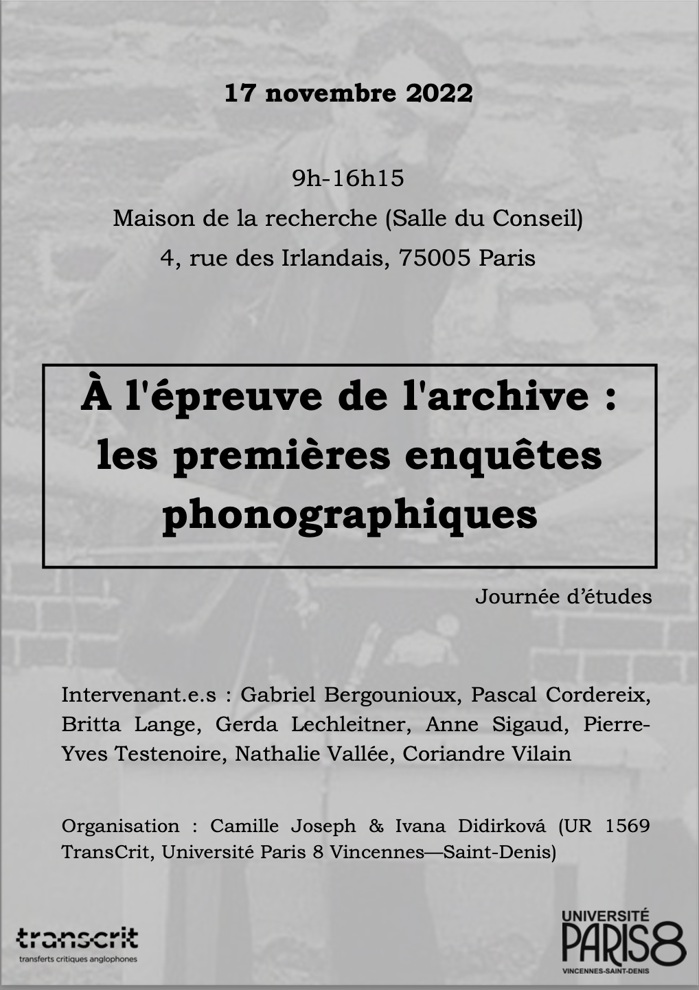Paris 8 Est Elle Une Bonne Universite Journées d'études & workshops - Transcrit - Université Paris 8